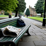 **

"A quiet street in Salisbury, England, overcast day. Focus on a park bench with discarded newspaper nearby. Subtle details hinting at unease: slightly blurred figures in the distance, a discarded glove.  Safe for work, appropriate content, fully clothed figures, realistic style, high detail, cinematic lighting, professional photography, modern."

**
