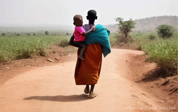 아프리카 우간다 내전 난민 사건 - Prompt 1: The Exodus of Hope**