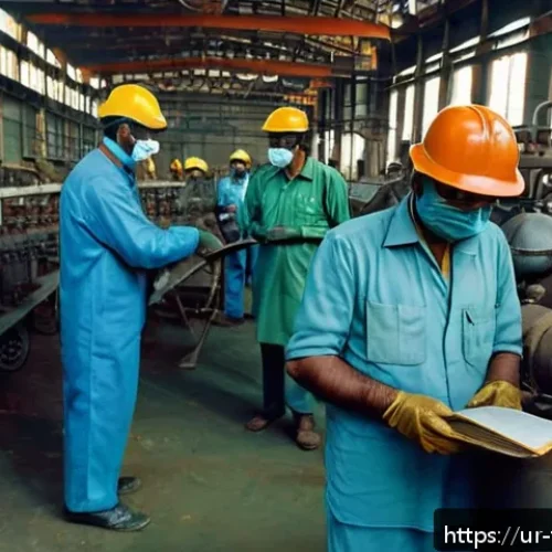 Home 30 인도 보팔 가스 누출 사건 - A detailed industrial factory scene set in 1970s India, showing aging chemical plant machinery with ...
